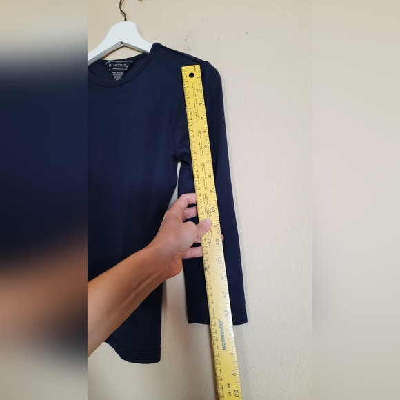 Palmettos Cotton Navy Long Sleeve Tee 3/4 Sleeve Crewneck Basics Minimalist - Picture 3 of 7